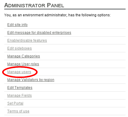 Manage users in admin panel