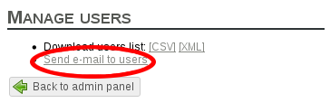 Send e-mail link on manage users