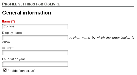 General information when editing enterprise profile info