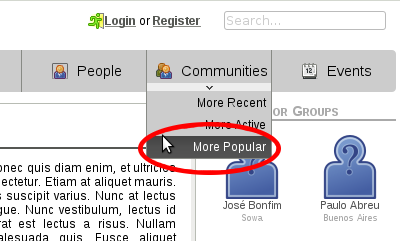 More popular communities on top menu