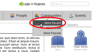 More recent communities on top menu