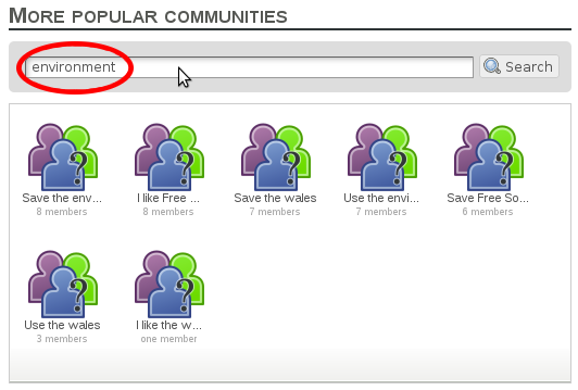 More popular communities search field