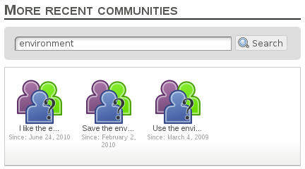 More recent communities search results with example