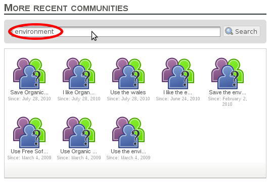 More recent communities search field