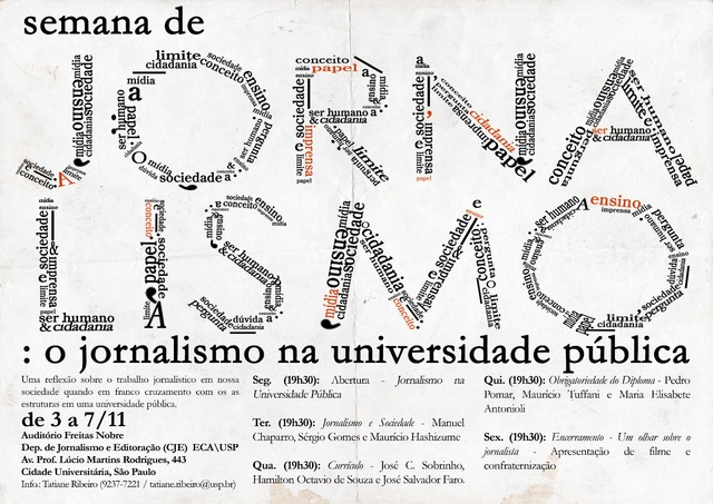 Cartaz semana jornalismo usp display