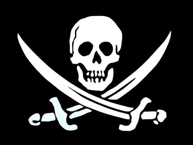 Jolly roger skull sword display